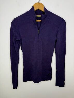 SMARTWOOL Purple Merino 250 Wool Base Layer Half Zip Sweatshirt